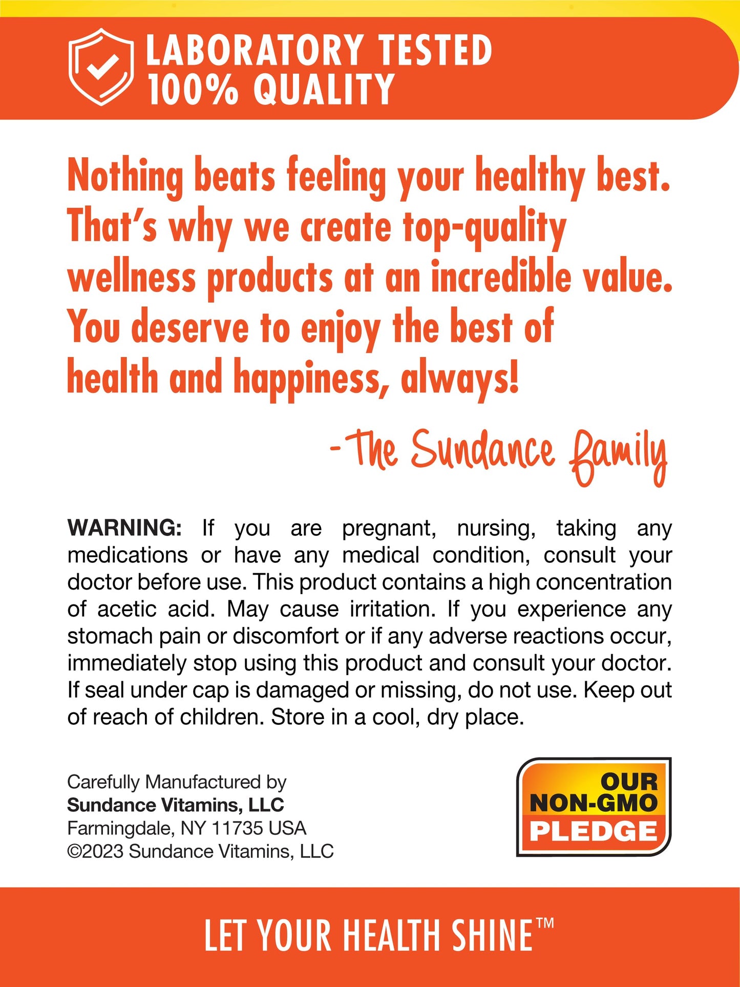 Sundance Apple Cider Vinegar Capsules 60 Count