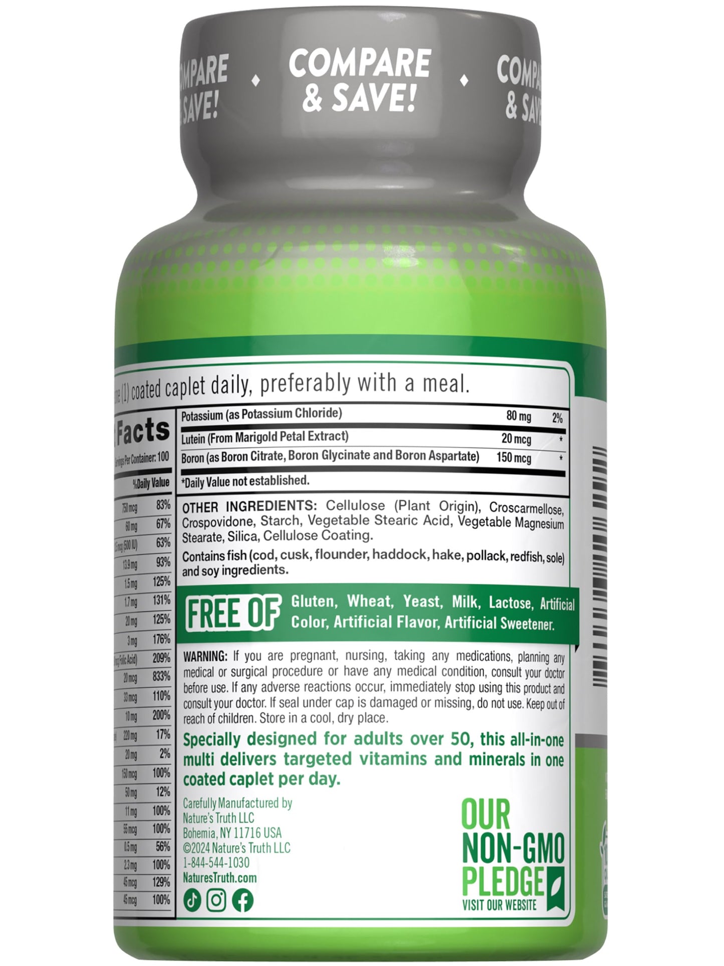 Nature's Truth Multivitamin for Adults 50+ Tablet, 4 Count