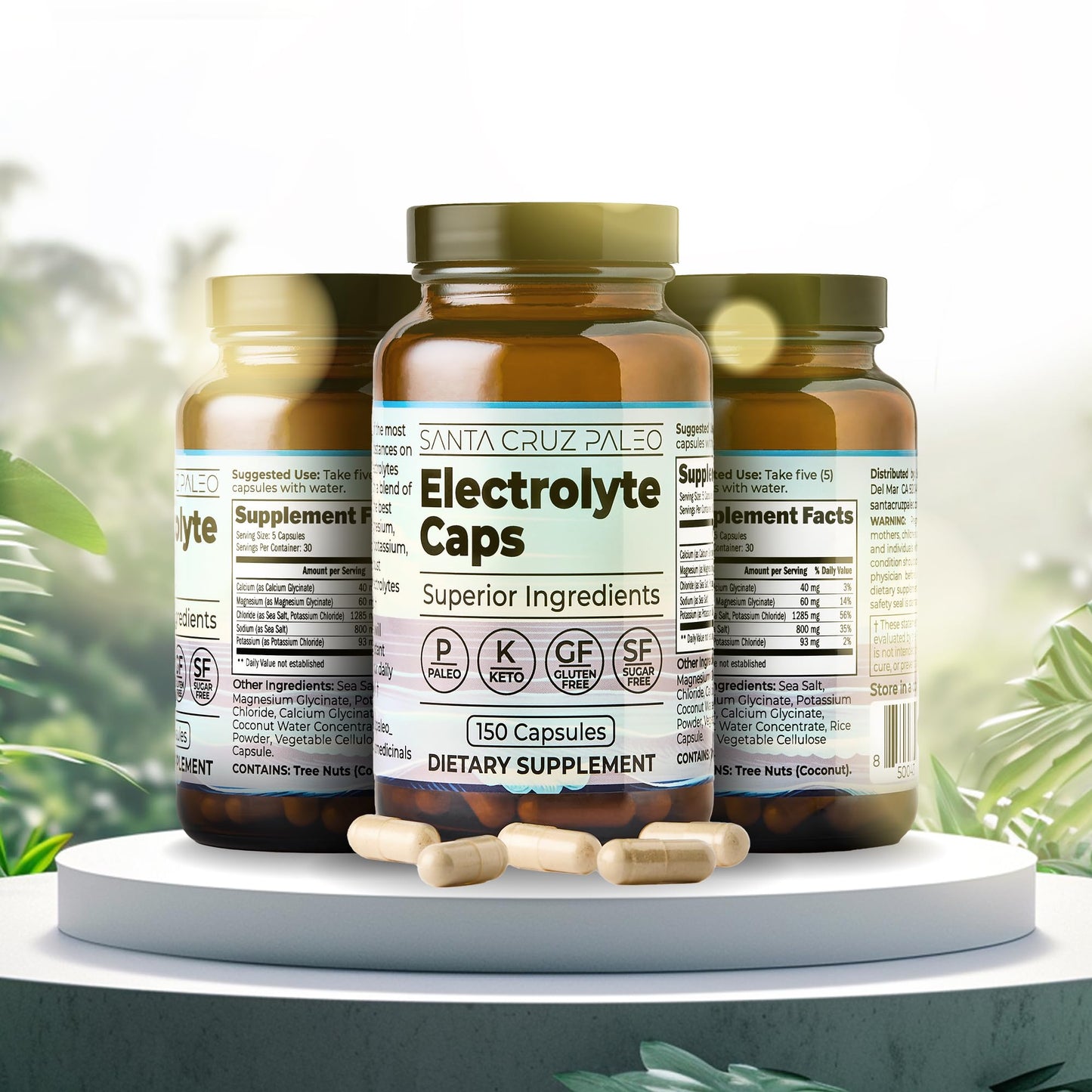 Santa Cruz Paleo Electrolyte Capsules for Hydration Support, 150 Capsules