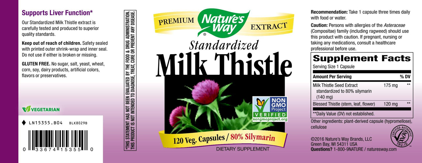 Nature's Way Milk Thistle Standardized Capsule, 120 Count