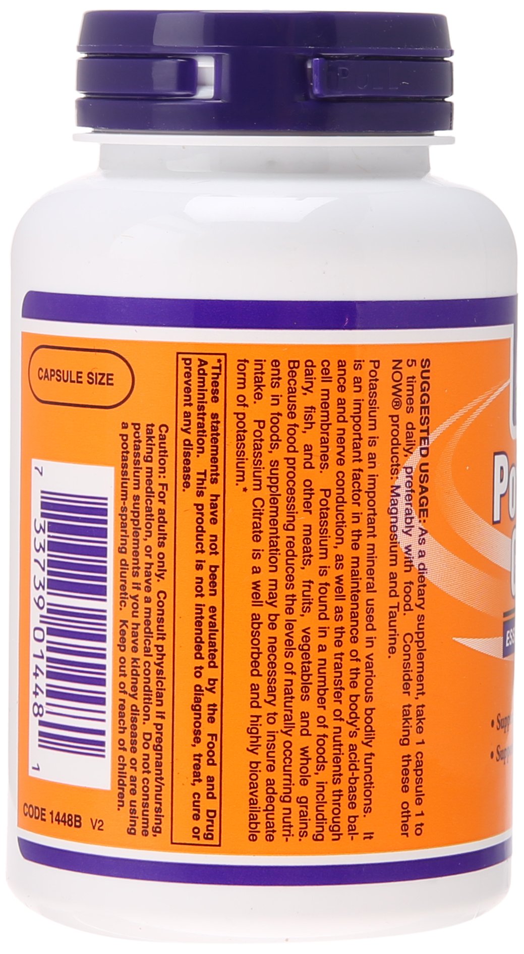 NOW Potassium Citrate 99 mg Capsules, 180 Capsules