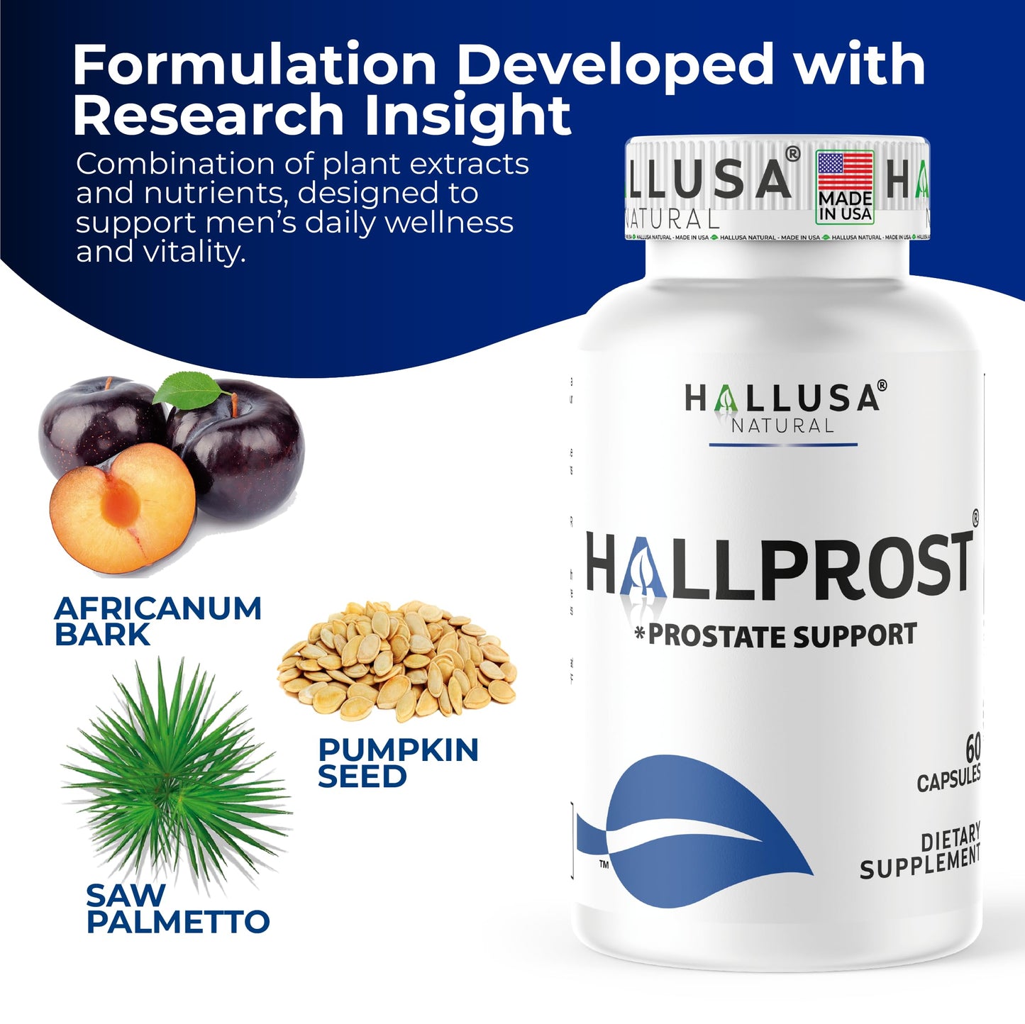 Hallusa Natural HallPROST Prostatitis Capsule 60 Count