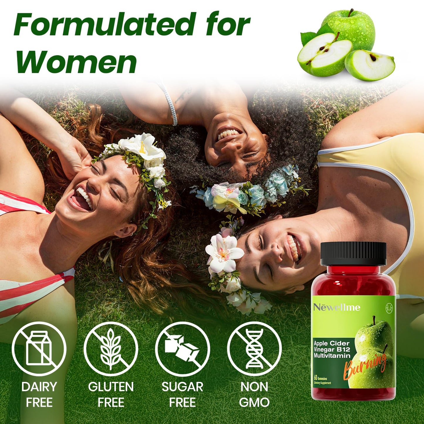 Montue Apple Cider Vinegar Gummies with B12 Multivitamin, 30 Gummies