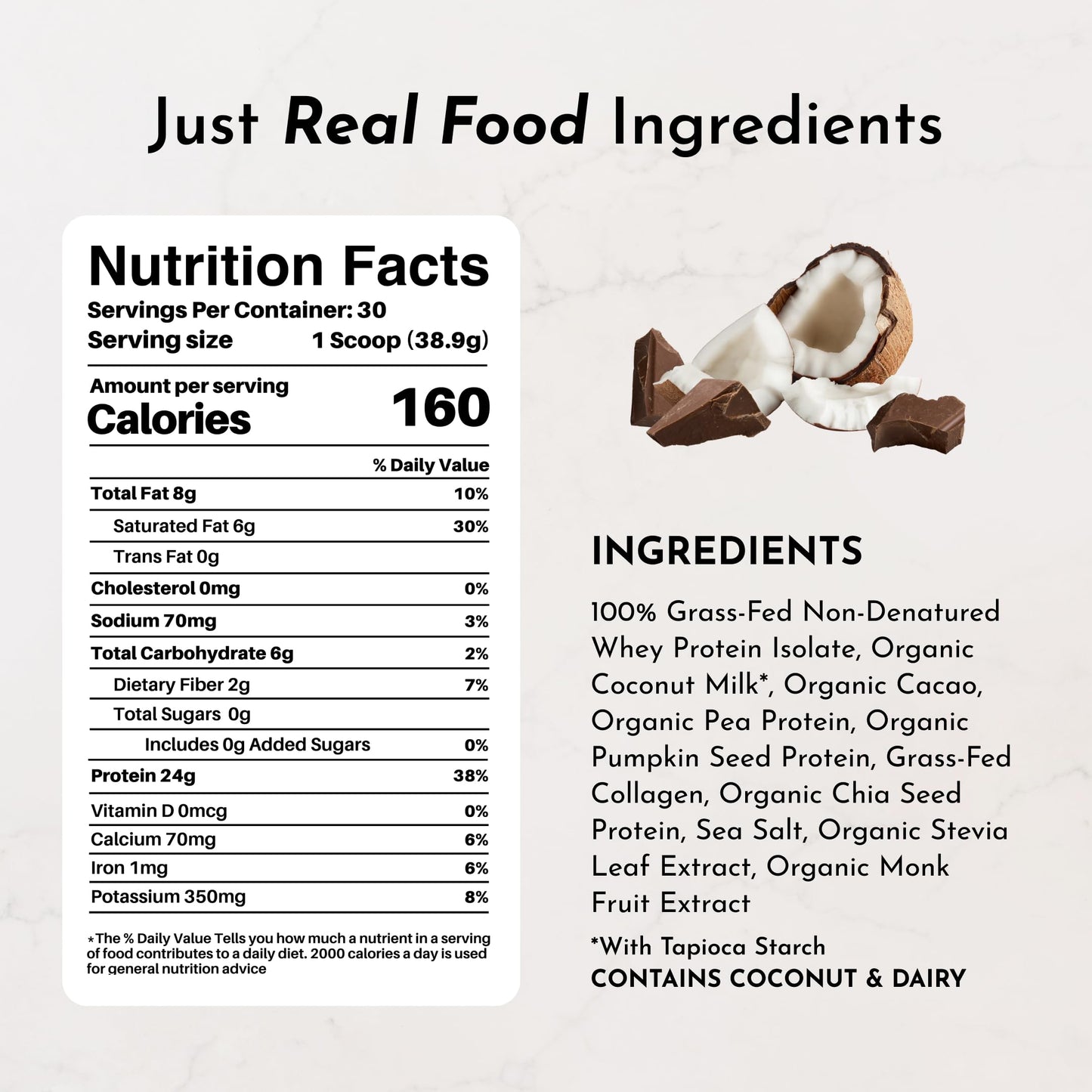 JUST INGREDIENTS Coconut Chocolate Protein Powder 23