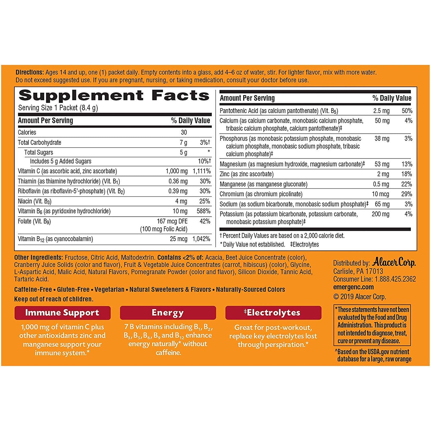Emergen-C 1000mg Vitamin C Immune Support Powder, 19.2 oz