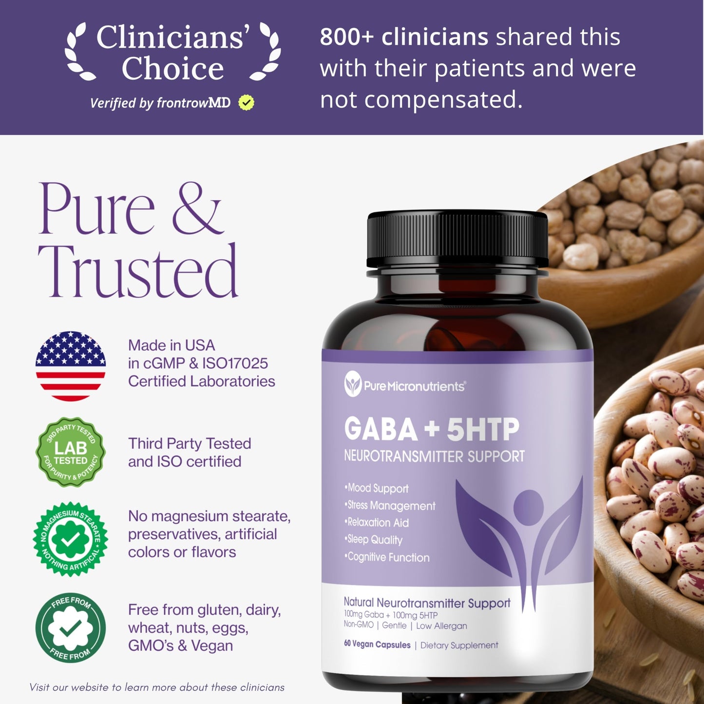 Pure Micronutrients 5-HTP Plus GABA Supplement Capsule, 60 Count