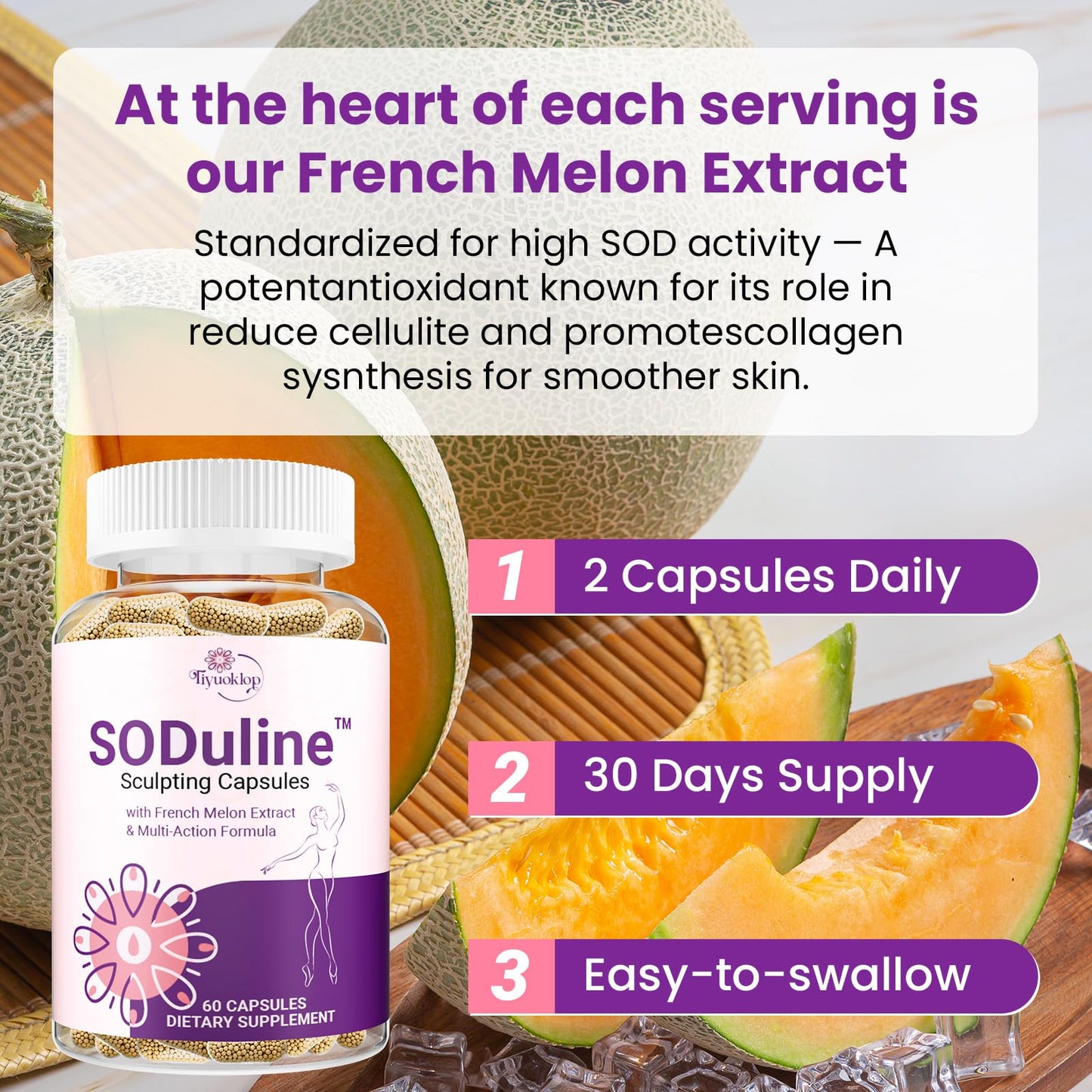 Tiyuoklop SODuline Sculpting Capsules with French Melon SOD & Phyto Beadlets, 240 Count