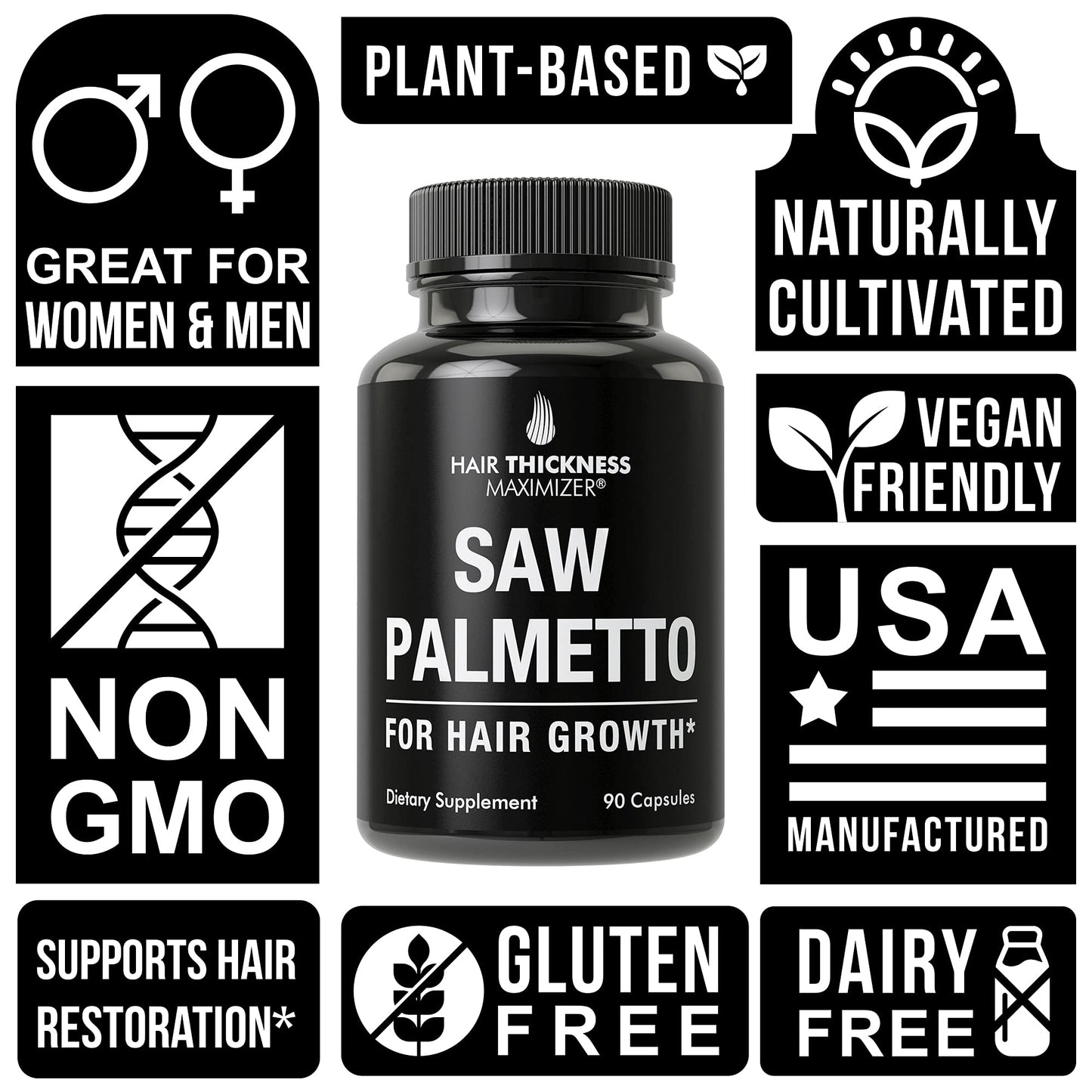 Hair Thickness Maximizer Saw Palmetto Capsules 90 Count