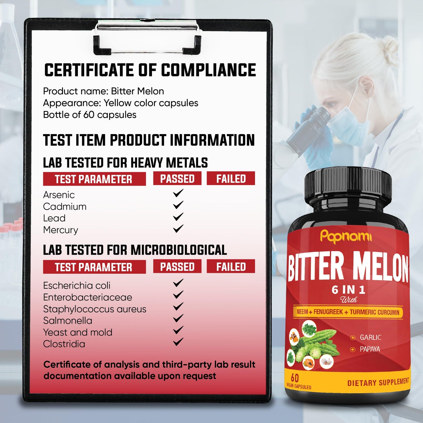 Papnami Organic Bitter Melon Extract Capsules, 60 Count