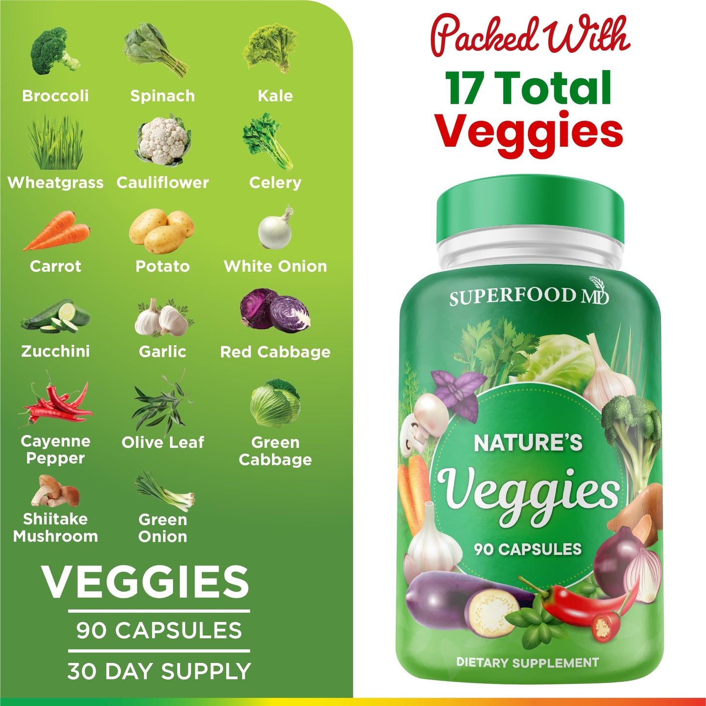 Superfood MD Veggies Supplement Capsule 90 Count