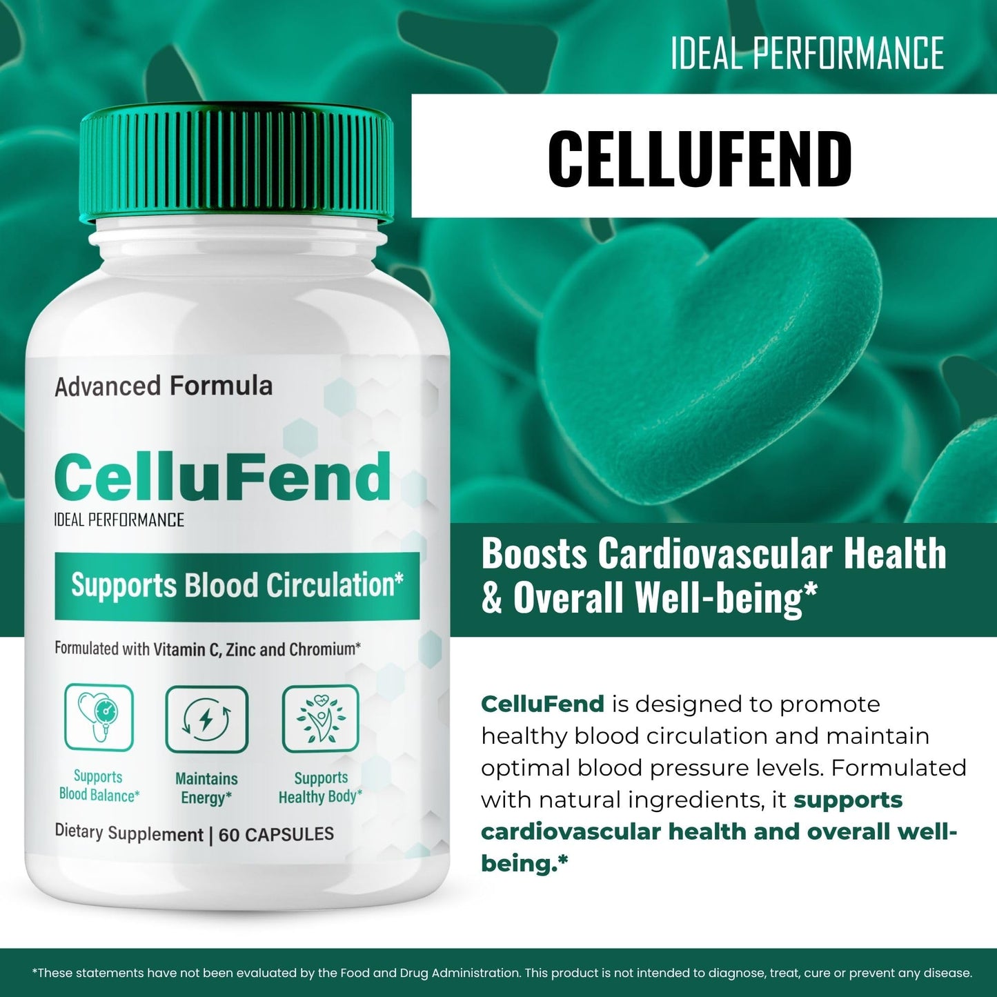 IDEAL PERFORMANCE Cellufend Advanced Blood Formula Capsules, 300 Capsules