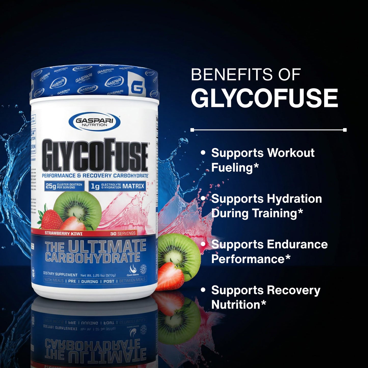 Gaspari Nutrition Glycofuse: Performance and Recovery Carbohydrate, 25g Cluster Dextrin and 1g Electrolyte and Hydration Matrix Powder, 30 Servings