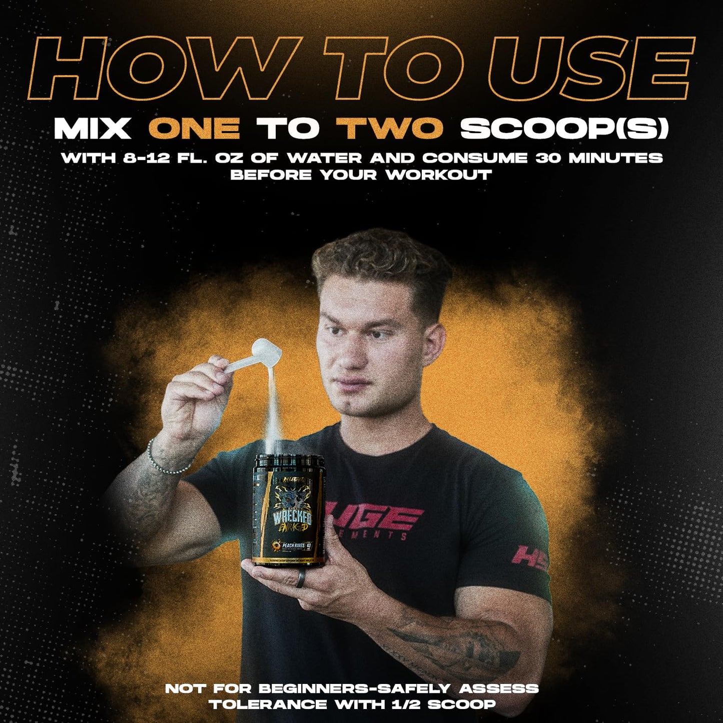 Huge Supplements Wrecked Enraged High Stim Pre Workout - Extreme Hardcore Formula for Intense Energy, Laser Focus & Maximum Strength - Potent Stimulant Matrix - for Advanced Lifters, Not for Beginners - Powder, 12 oz