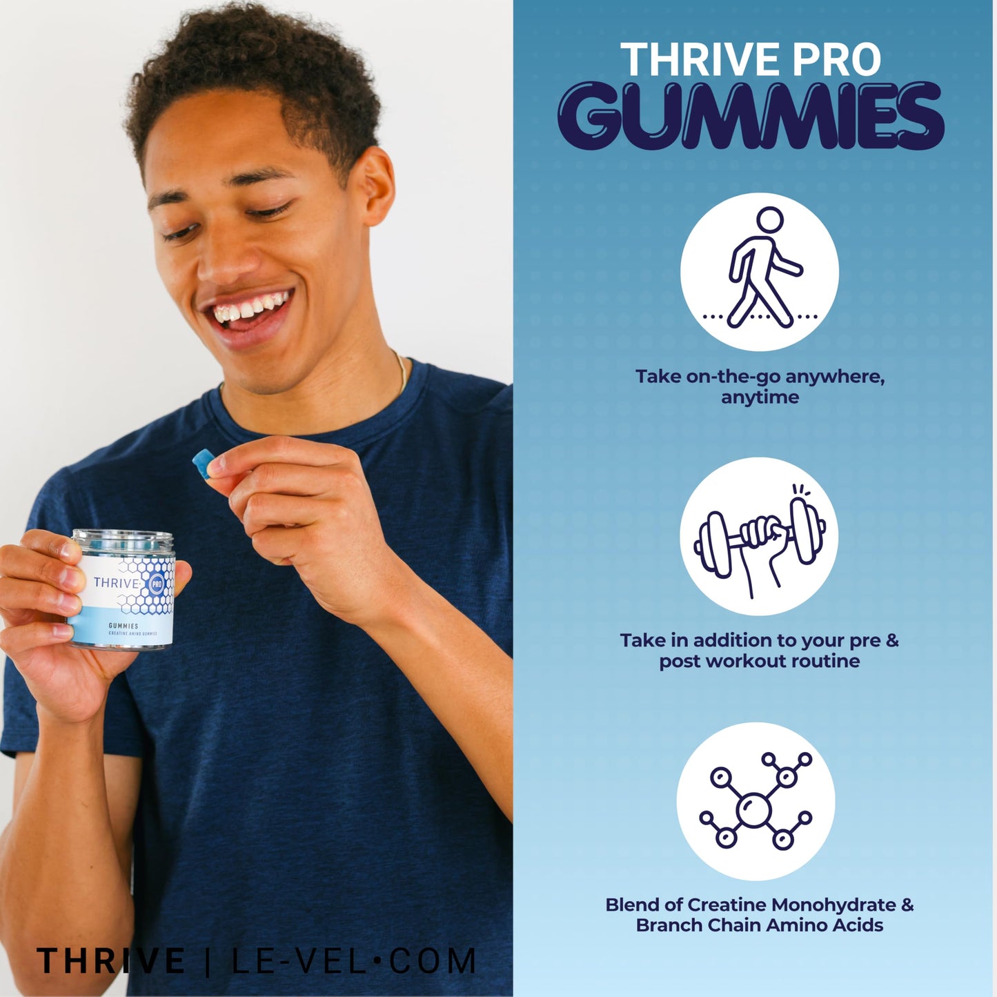 Le-Vel Thrive PRO Gummies - Creatine Nutritional Supplement, 60 Count