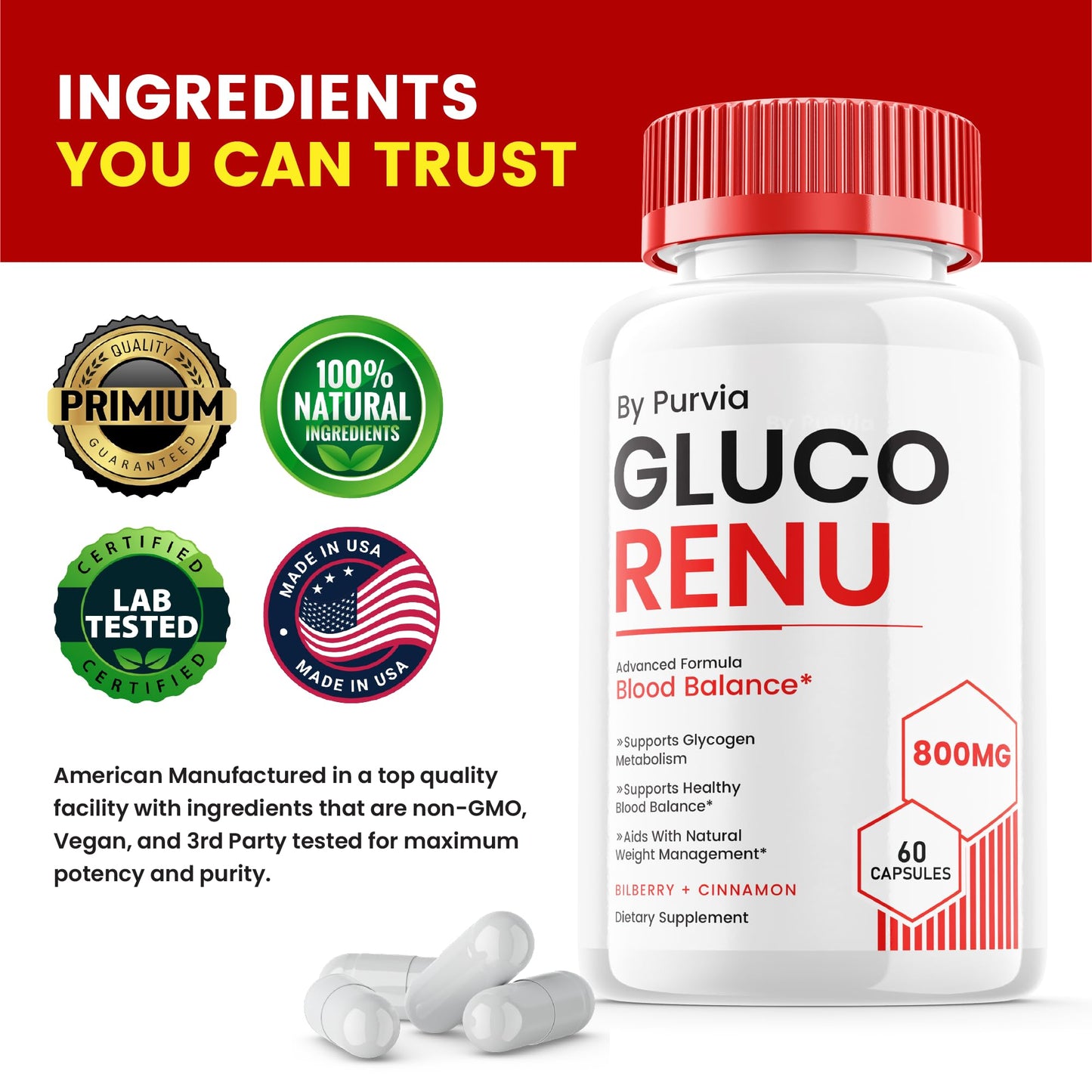 Purvia Gluco Renu Capsules 60 Count