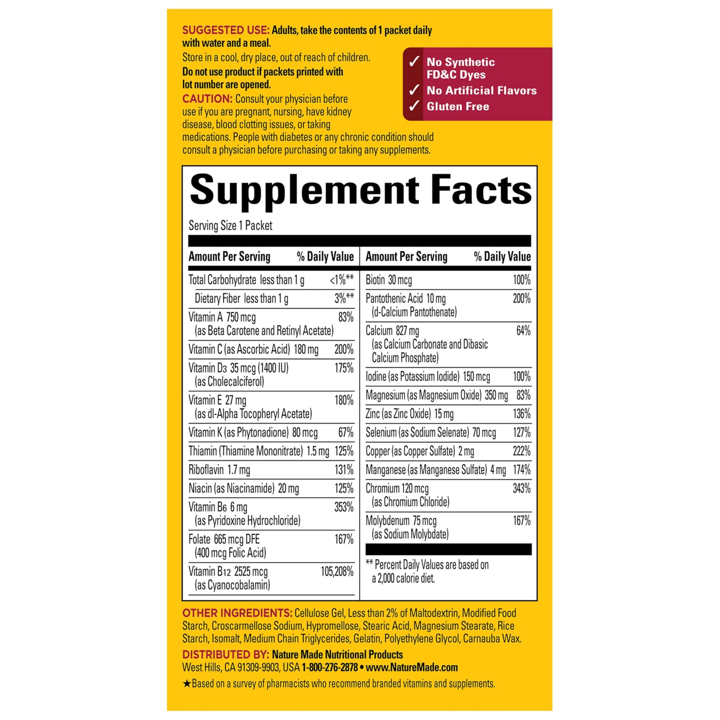 Nature Made GLP-1 Companion Health Pack Multivitamin for Women and Men, Magnesium, Calcium, Vitamin D & B12, 30 Tablets
