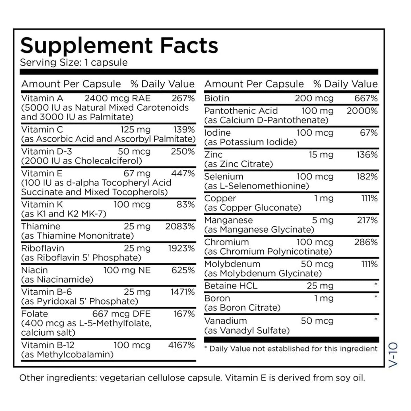Metabolic Maintenance The Big One Plus Multivitamin without Iron - Iron Free Multivitamin for Women & Men with Vitamin A, C, Minerals, Methylated B Complex, and 2000 IU Vitamin D3, 90 Capsules