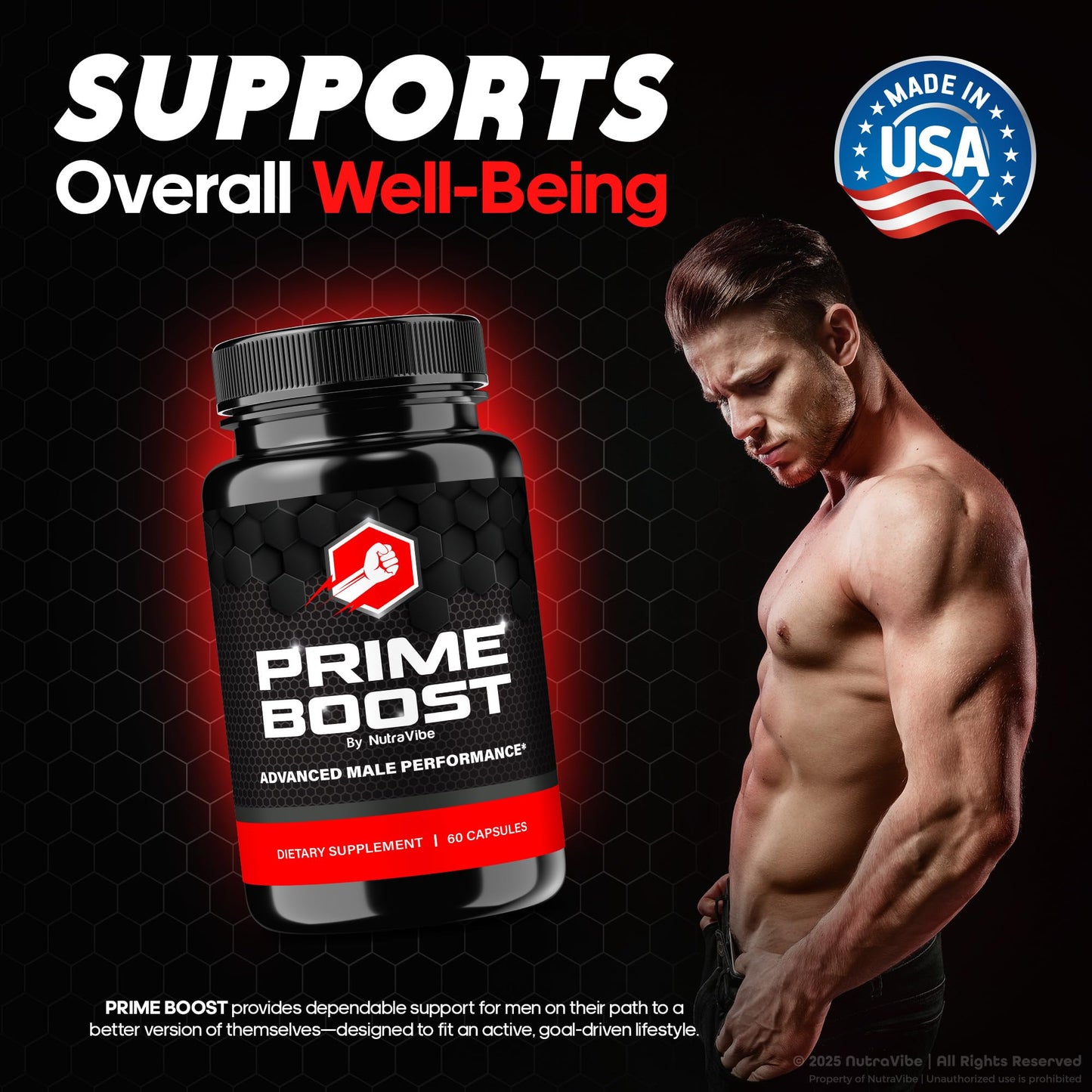 NutraVibe Prime Boost – Advanced Daily Formula for Men, 60 Capsules
