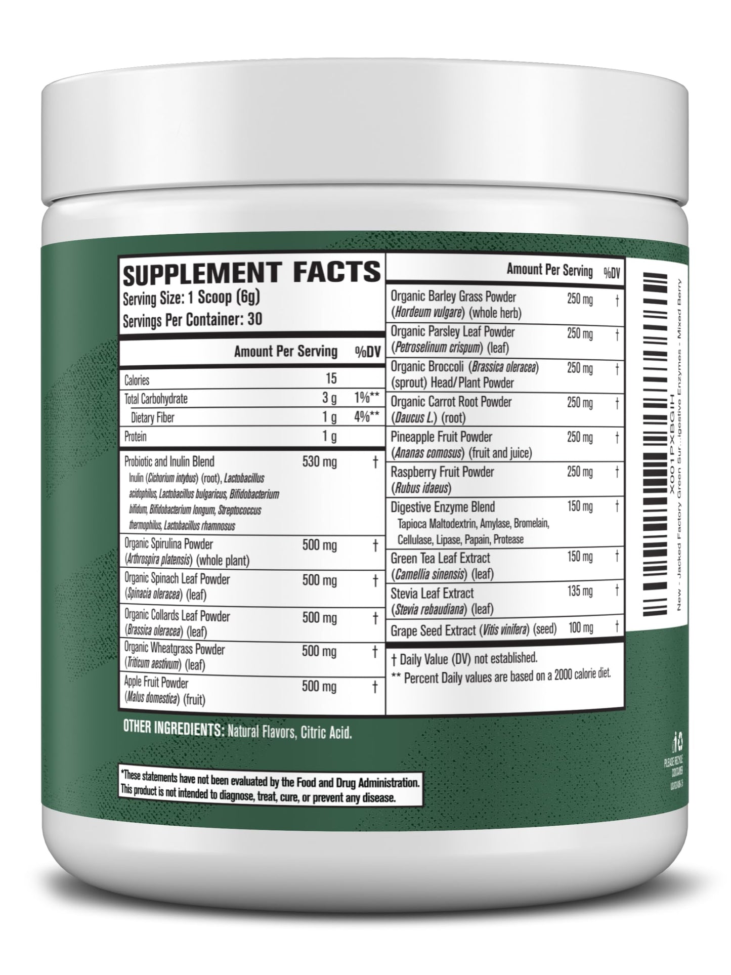Jacked Factory Green Surge Green Superfood Powder - Mixed Berry 6.35