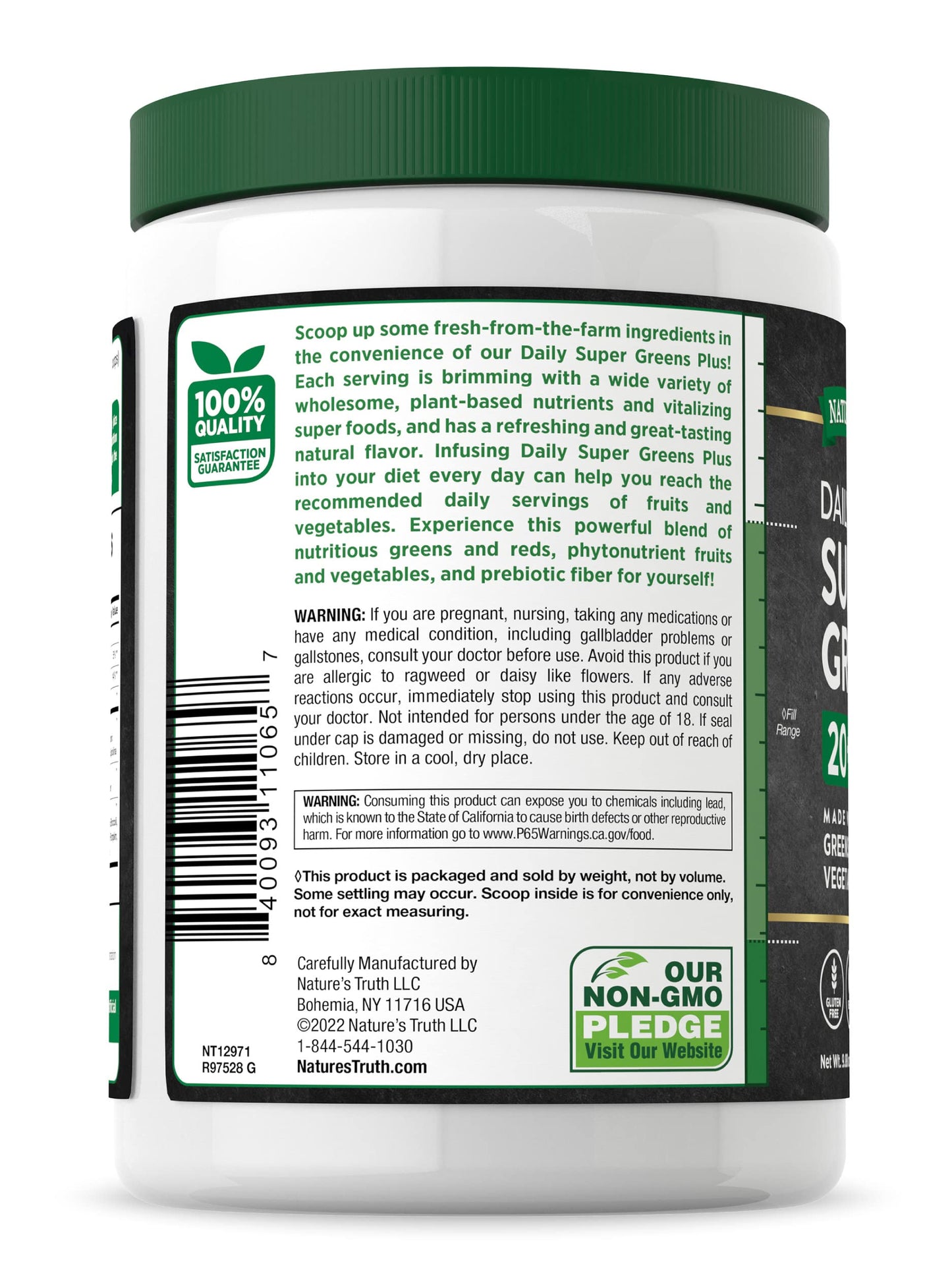 Nature's Truth Super Greens Superfood Powder Supplement, 9.88 oz