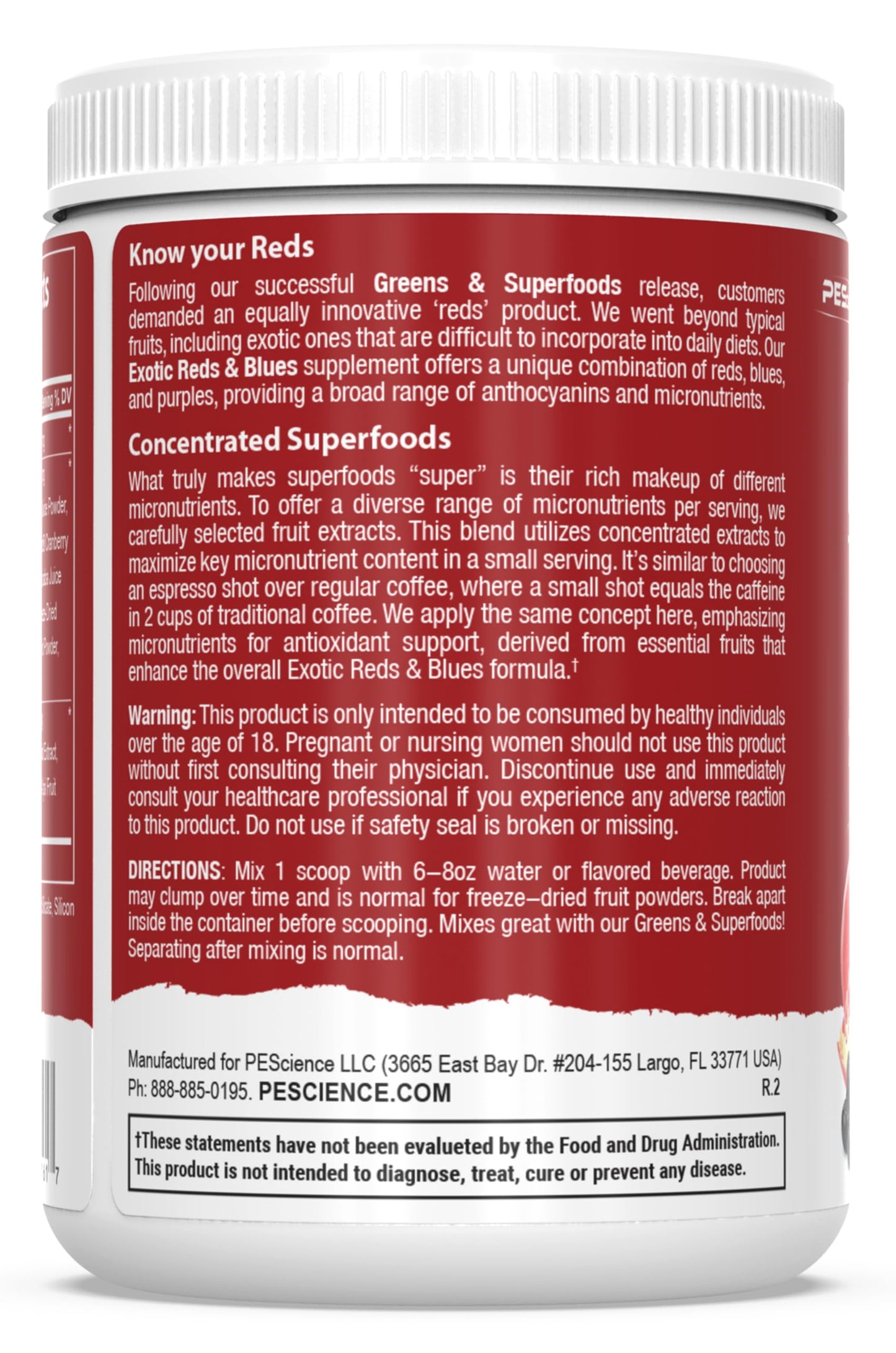 PEScience Exotic Reds & Blues Red Superfoods Powder, 5.8 Ounce