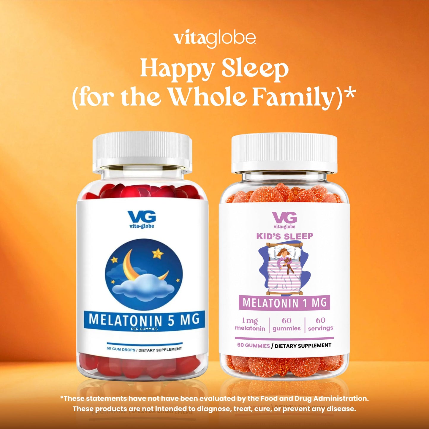 VITA GLOBE Melatonin Gummies 5mg Sleep Aid for Adults, Non-GMO Vegan, 100 Gummies