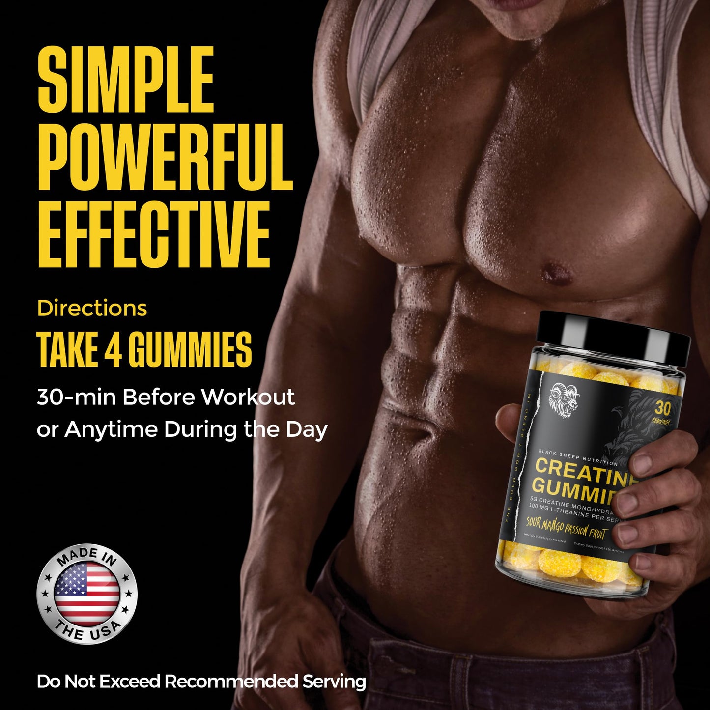 BLACK SHEEP NUTRITION Creatine Gummies Gummy, 120 Count