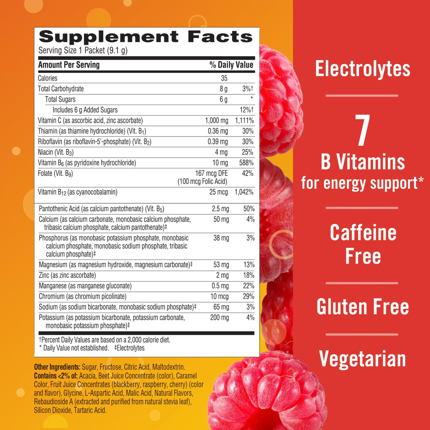 Emergen-C 1000mg Vitamin C Immune Support Powder Raspberry, 9.6 oz