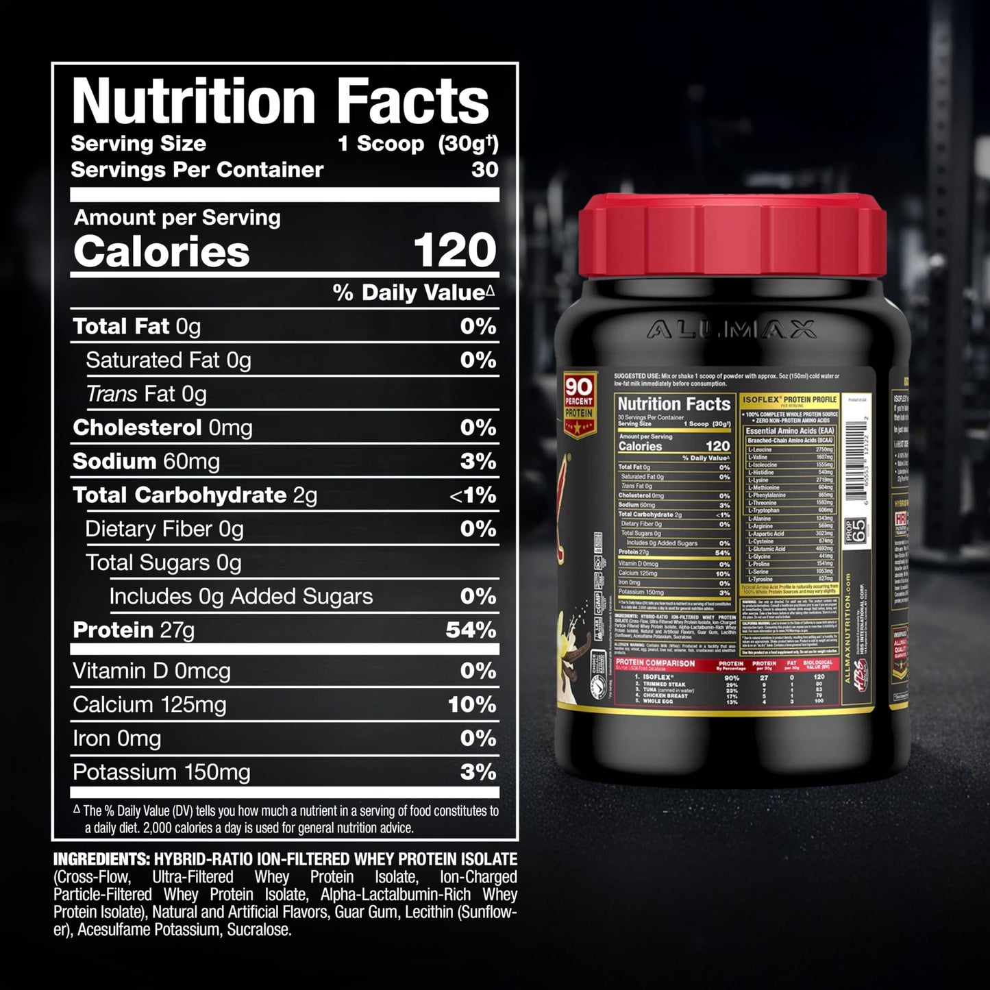 ALLMAX ISOFLEX Pure Whey Isolate Protein Powder Vanilla, 32 Servings