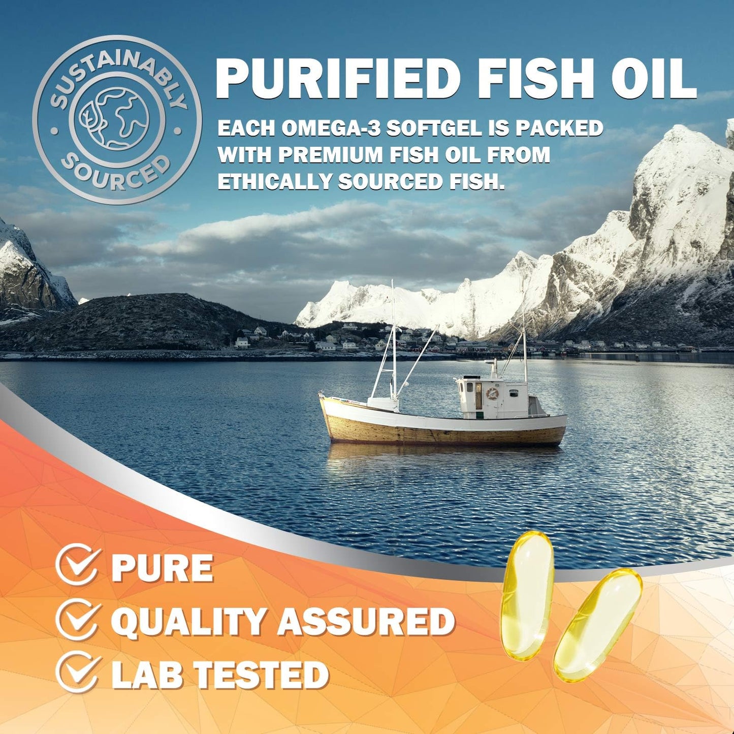 Nature's Nutrition Omega 3 Fish Oil Supplements Softgels 120