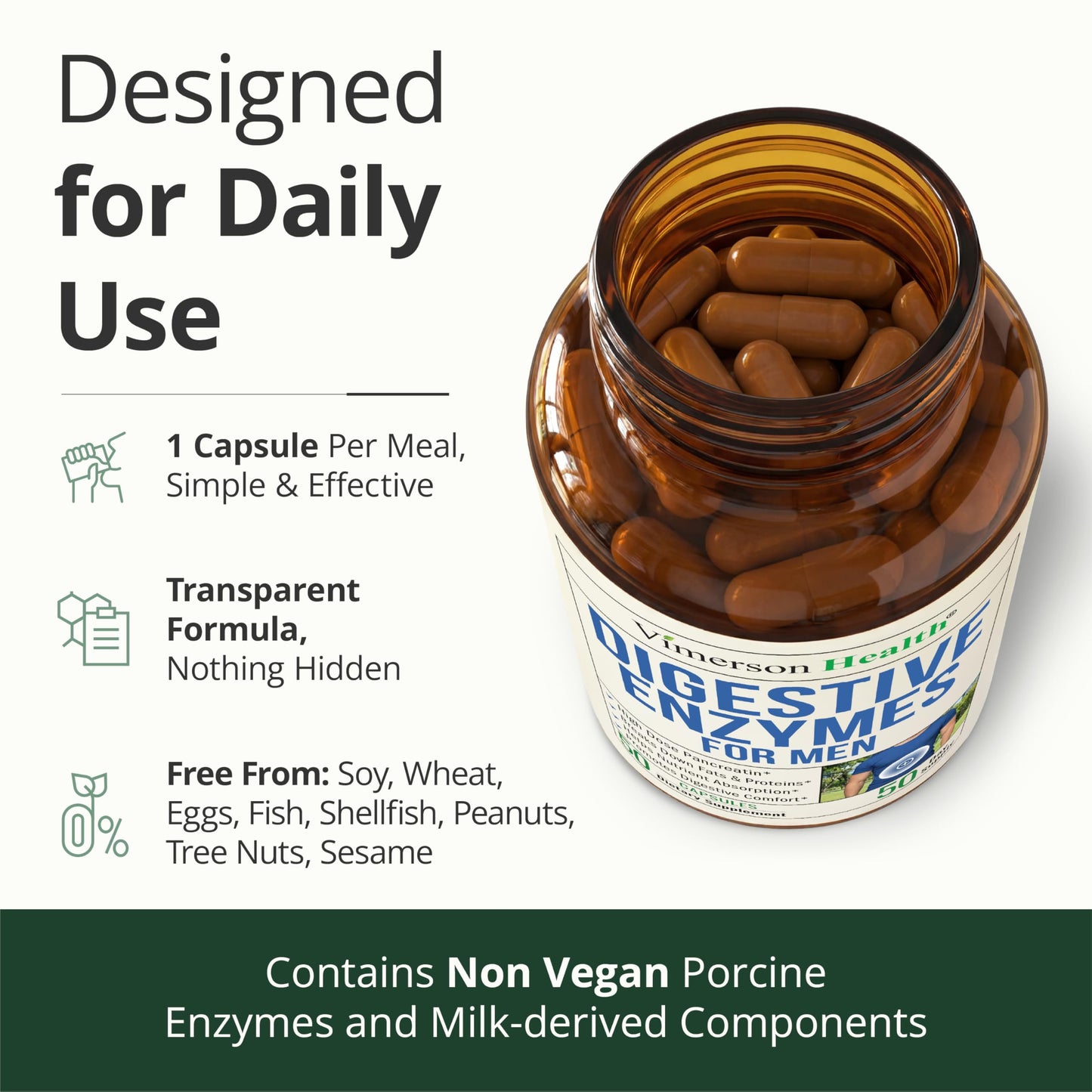Vimerson Health Digestive Enzymes Supplement for Men 50 Capsules