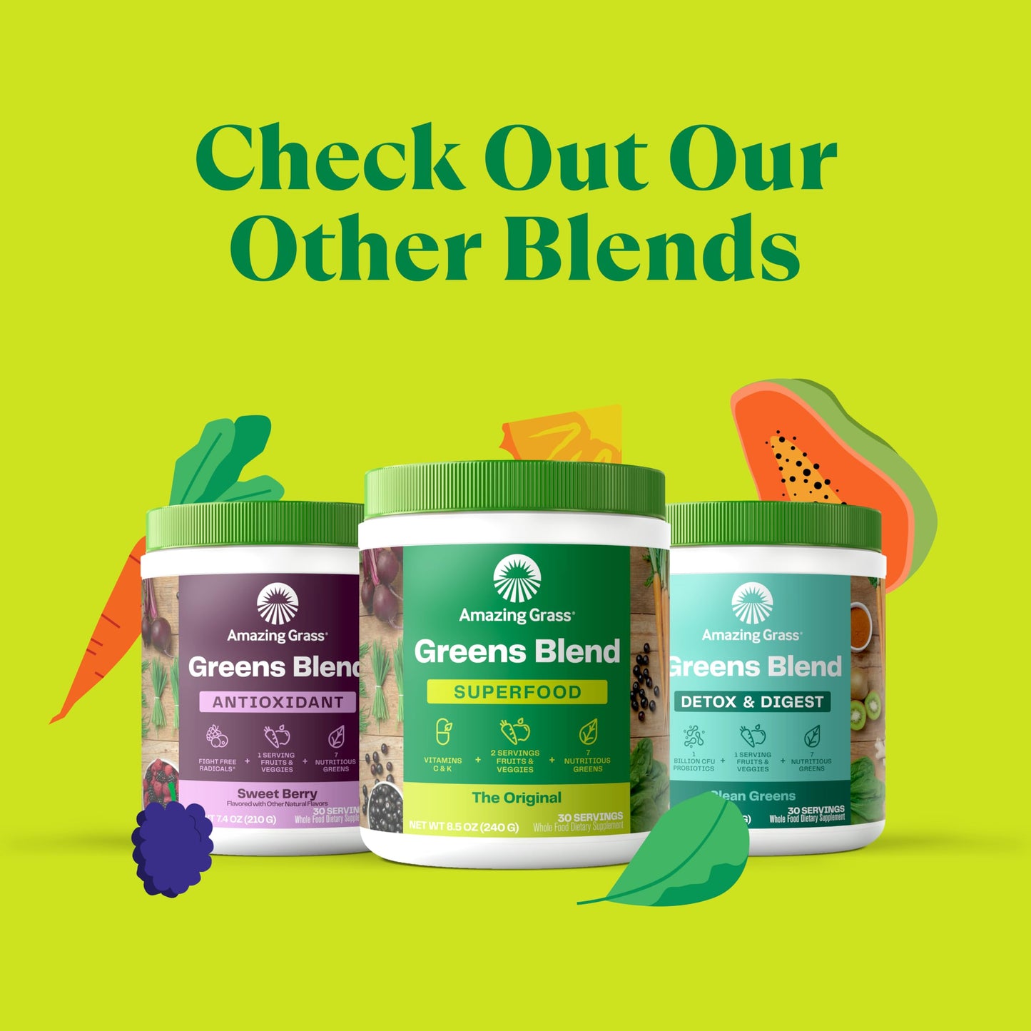 Amazing Grass Greens Blend Mood, Super Greens Powder Smoothie Mix for Stress Support, L-Theanine, Relaxation, Spirluna, Probiotics, Passionfruit Citrus, 7.4 Ounce Powder