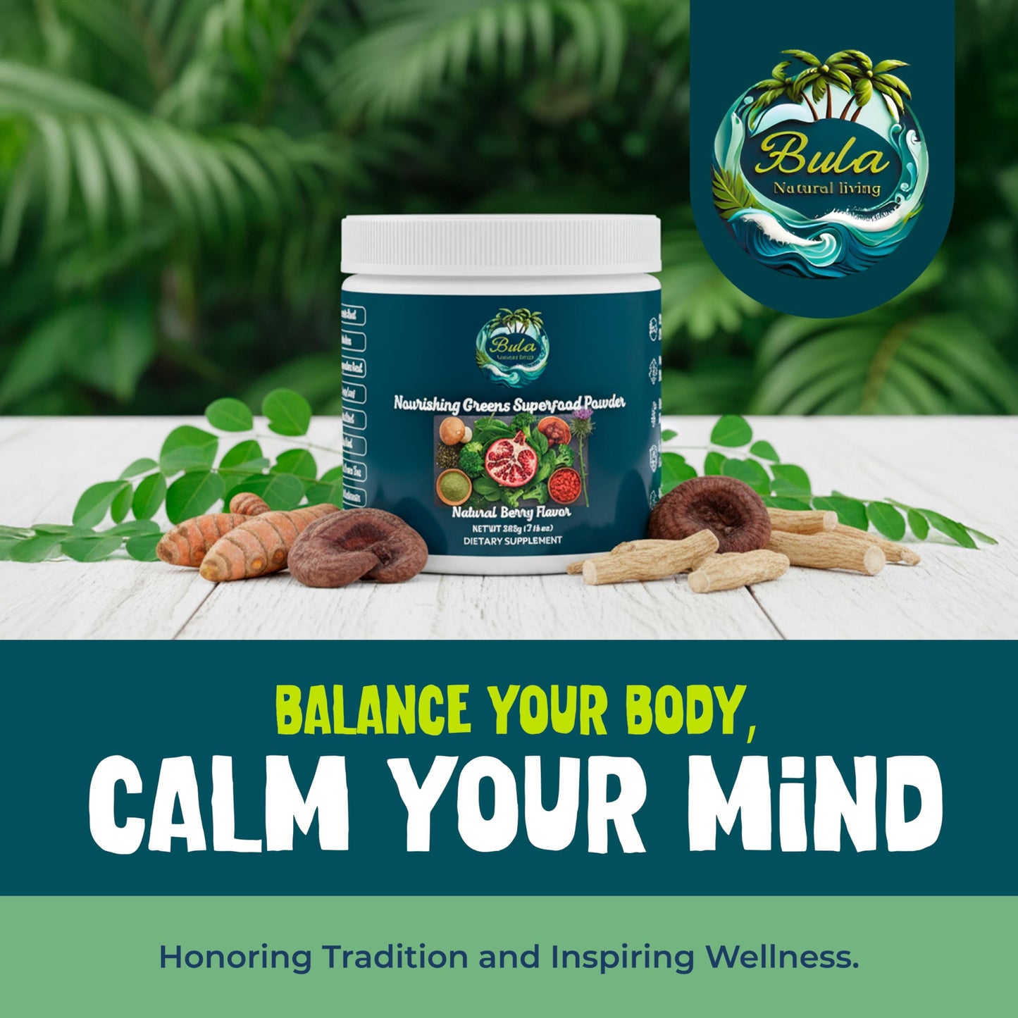 BULA NATURAL LIVING Nourishing Greens Superfood Powder 213 g