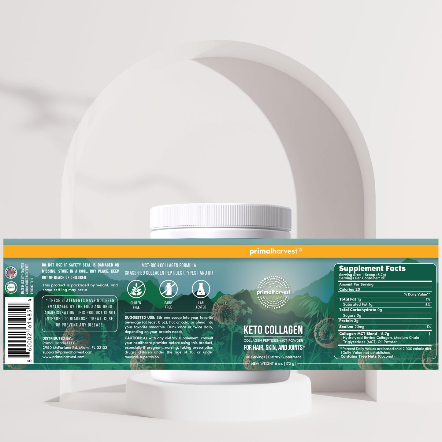 Primal Harvest Creatine Powder + Keto Collagen Powder Bundle, 2-Pack