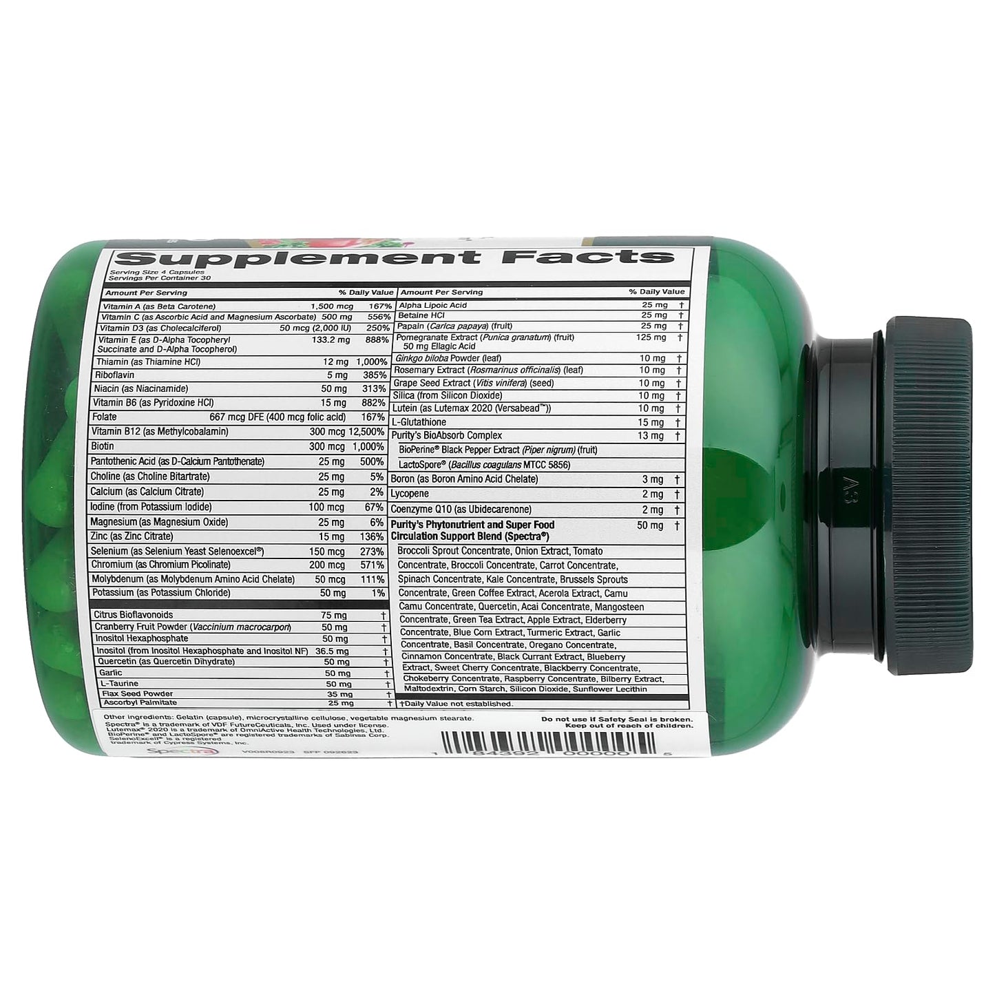 Purity Products Perfect Multi - Multivitamin Packed with Vitamins, Minerals and Phytonutrients - 60 Breakthrough Nutrients - Support for Healthy Immunity, Normal Energy Levels - 120 Capsules