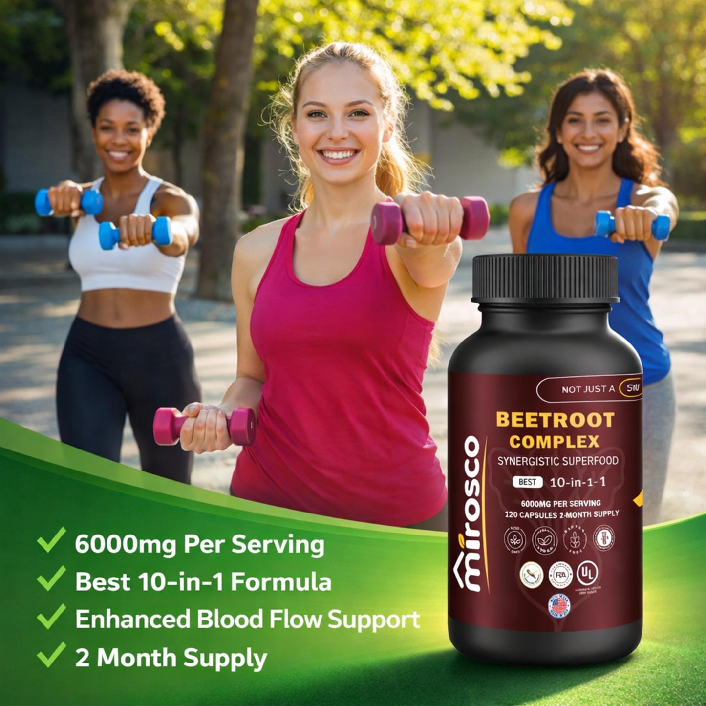 Mirosco Organic Beet Root Capsules 6000mg, 120 Capsules