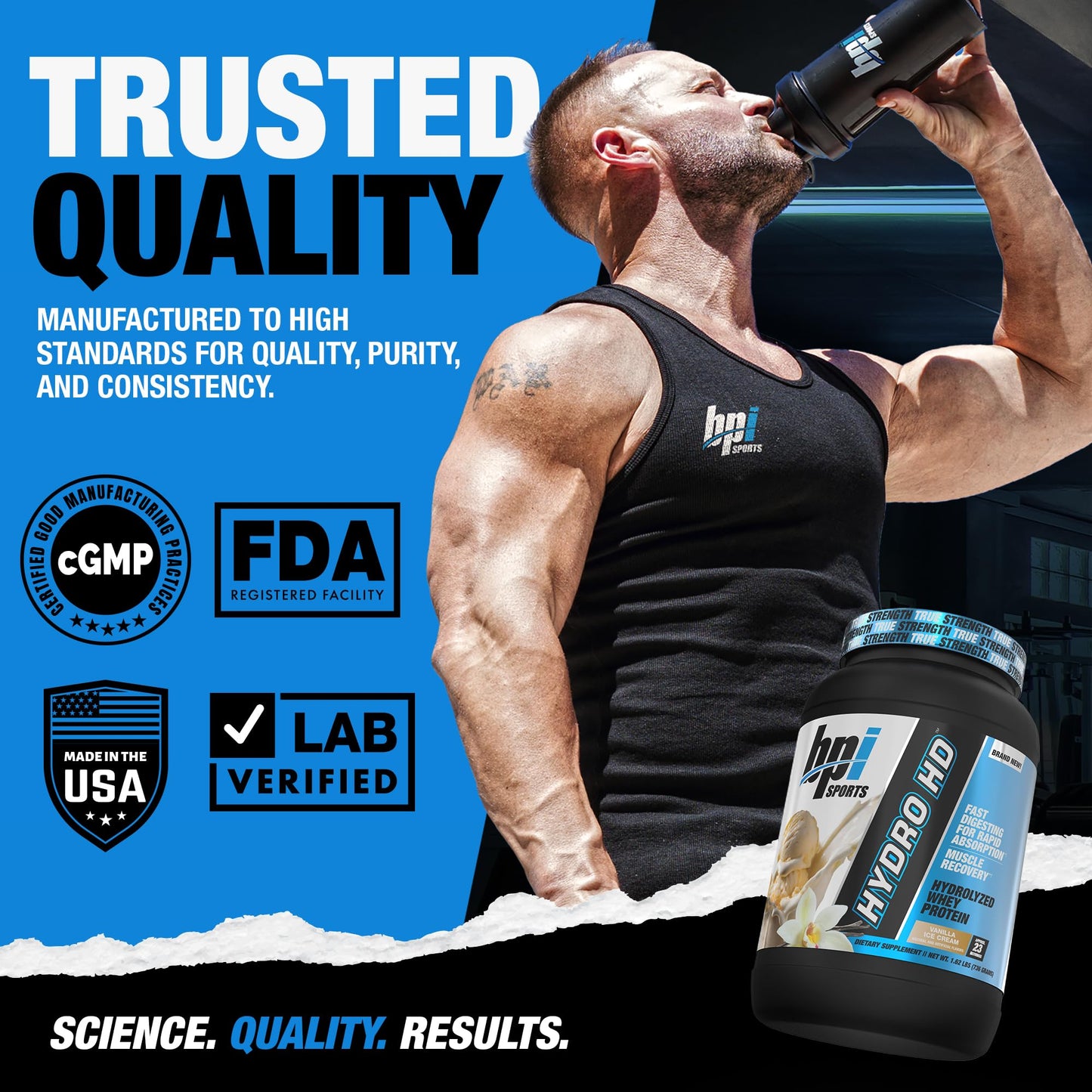 BPI Sports Hydro HD Whey Protein Powder Vanilla, 31 Servings