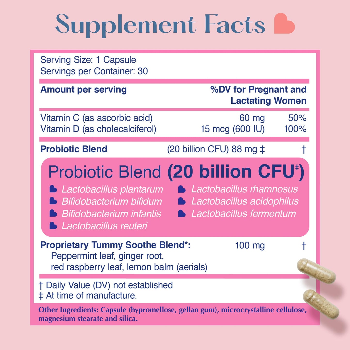 LOVEBUG Prenatal Probiotic Capsule, Multi-Strain 20 Billion CFU, 30 Count