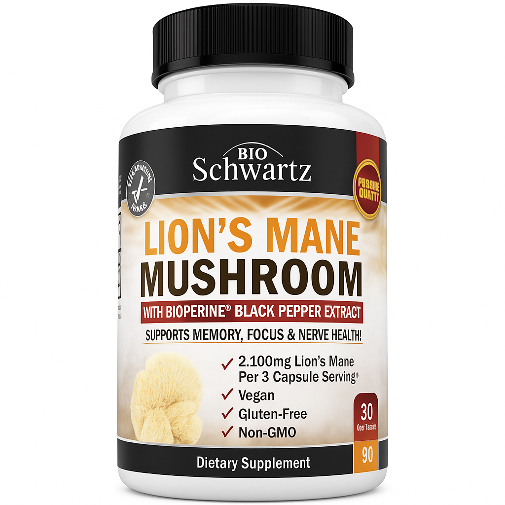 BioSchwartz Organic Lions Mane Supplement Capsules 90 Count