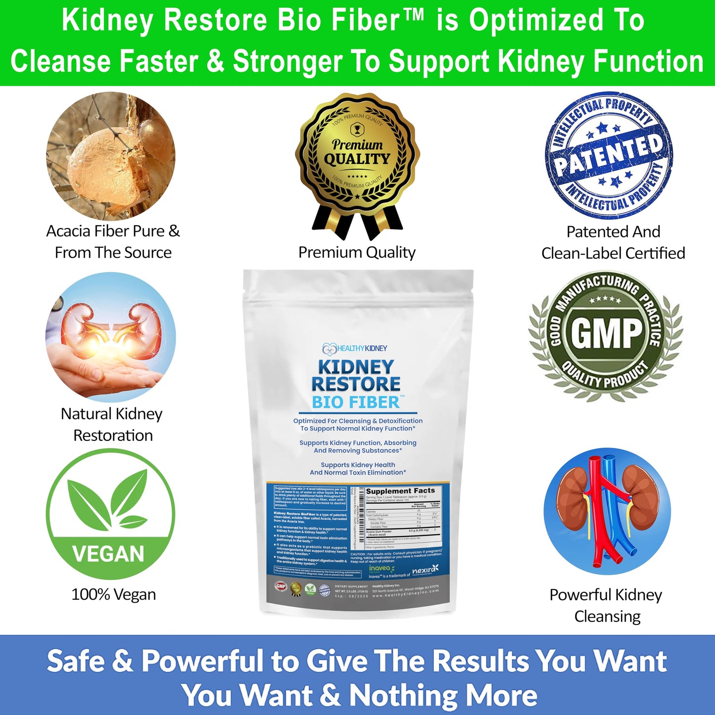 Kidney Restore Bio Fiber Kidney Cleanse Detox & Repair - Restorative Kidney Support & Kidney Supplement to Remove Waste, Kidney Health Supplement - Add to Tea for Kidney Health Powder 40