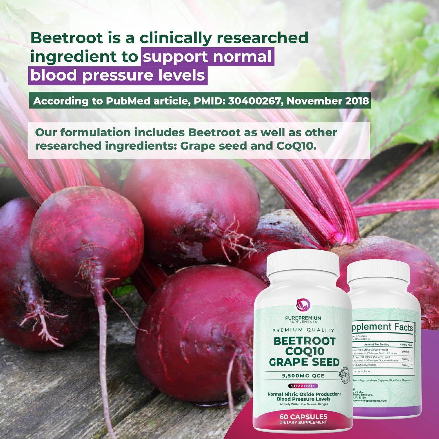 PurePremium Supplements Beet Root Capsule 60 Count