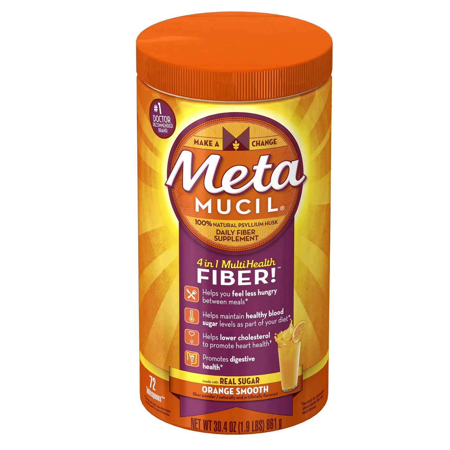 Metamucil Psyllium Fiber Supplement Powder 72 Doses