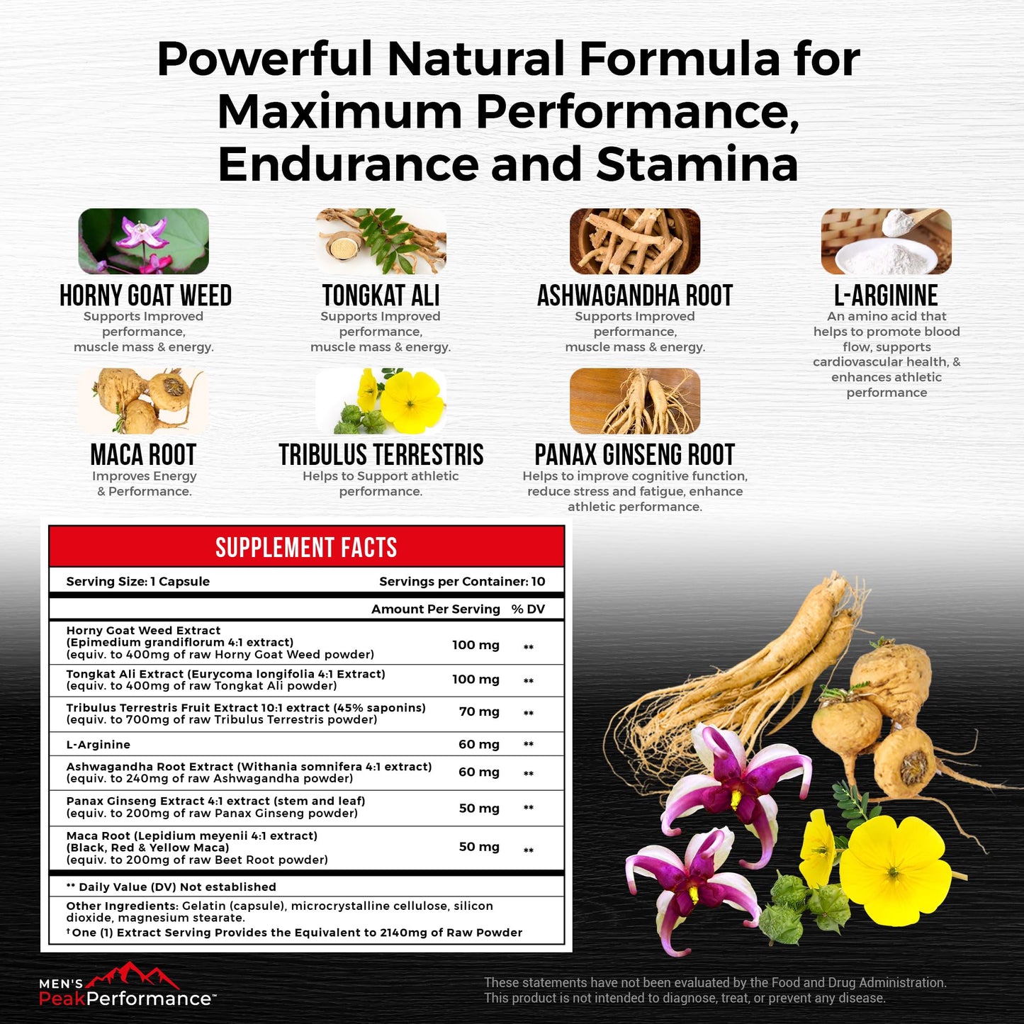 MEN'S PeakPerformance Male Maximizer Supplement Capsules 10 Count