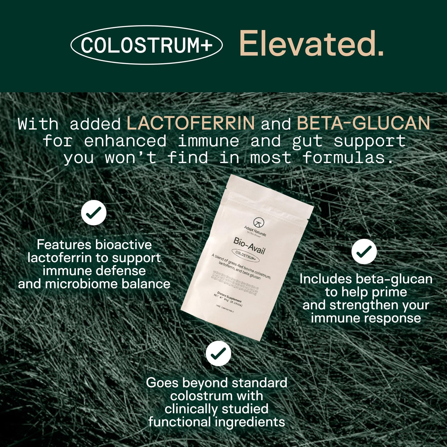 Adapt Naturals by Chris Kresser Colostrum Supplement with Lactoferrin & Beta-Glucan Powder, 2.96 Ounce