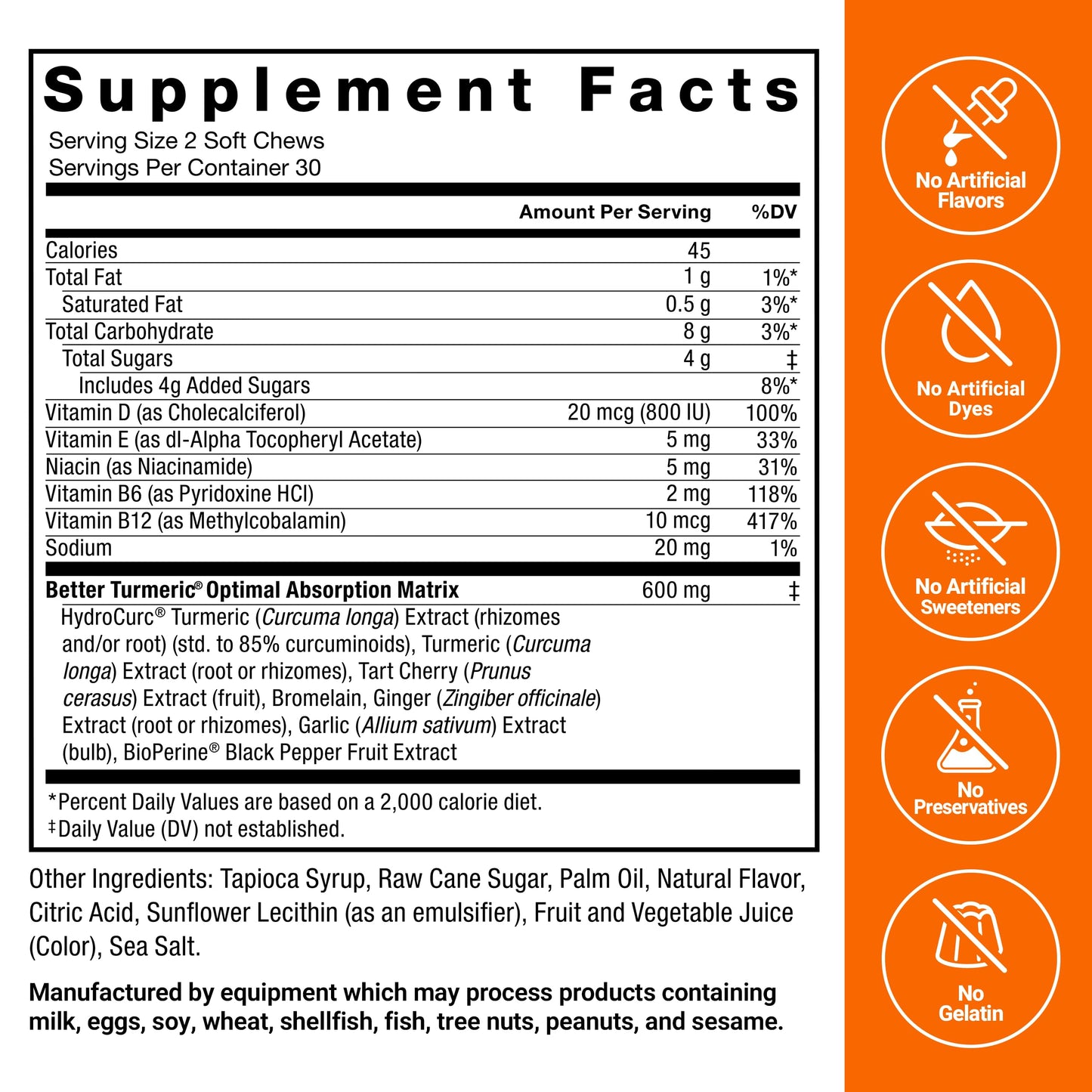 Force Factor Better Turmeric Supplement Extra Strength Joint Support 120 Soft Chews