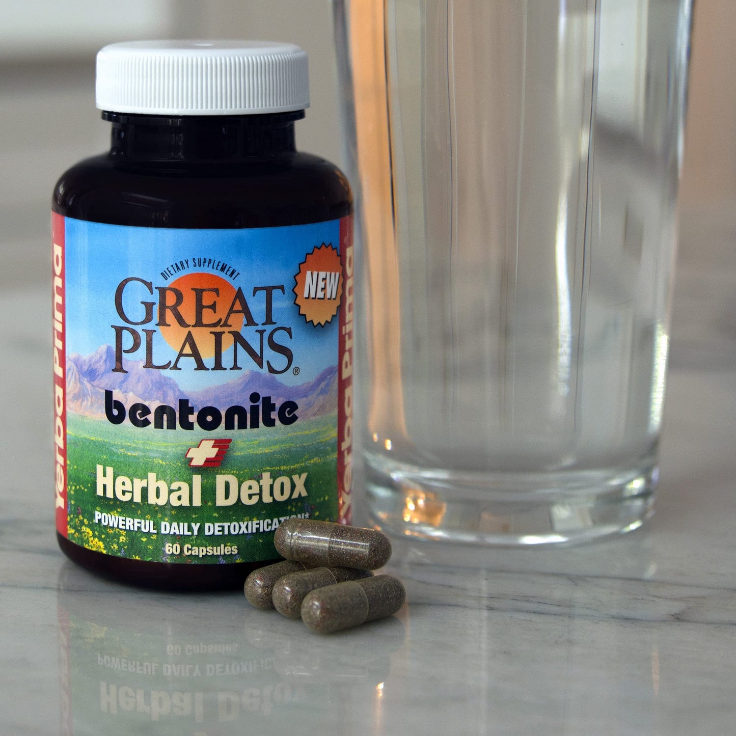 Yerba Prima Bentonite Clay Plus Herbal Detox - Natural Cleansing Supplement 60 Capsules