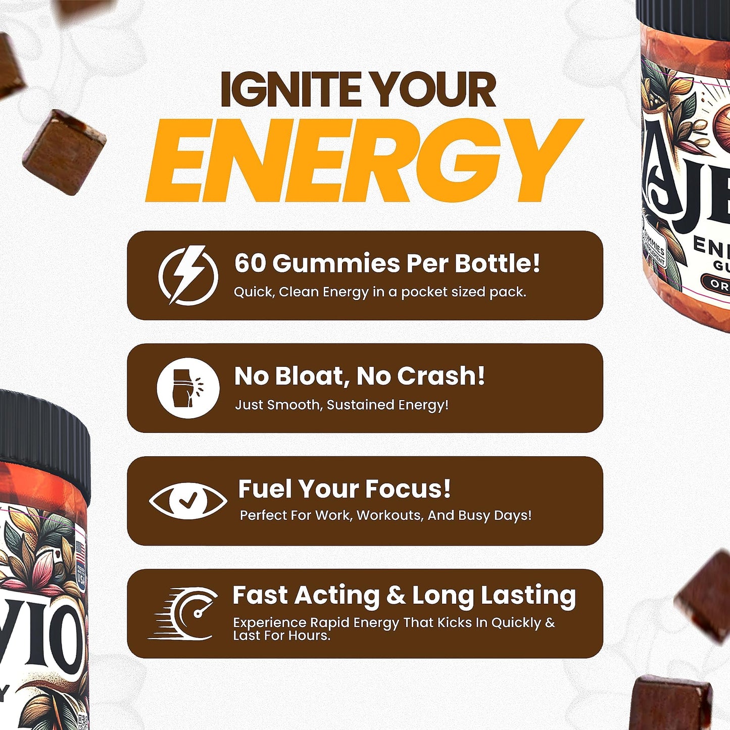 AJEVIO Mushroom Focus & Energy Gummies, 60 Gummies