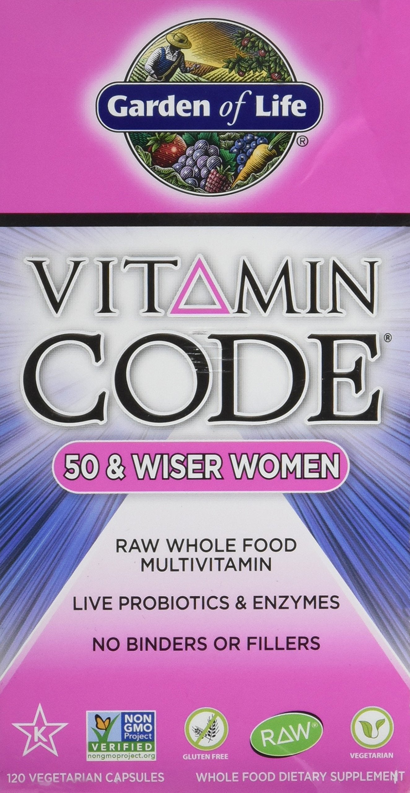 Garden of Life Vitamin Code 50 Wiser Women's Multi Capsules, 120 Count