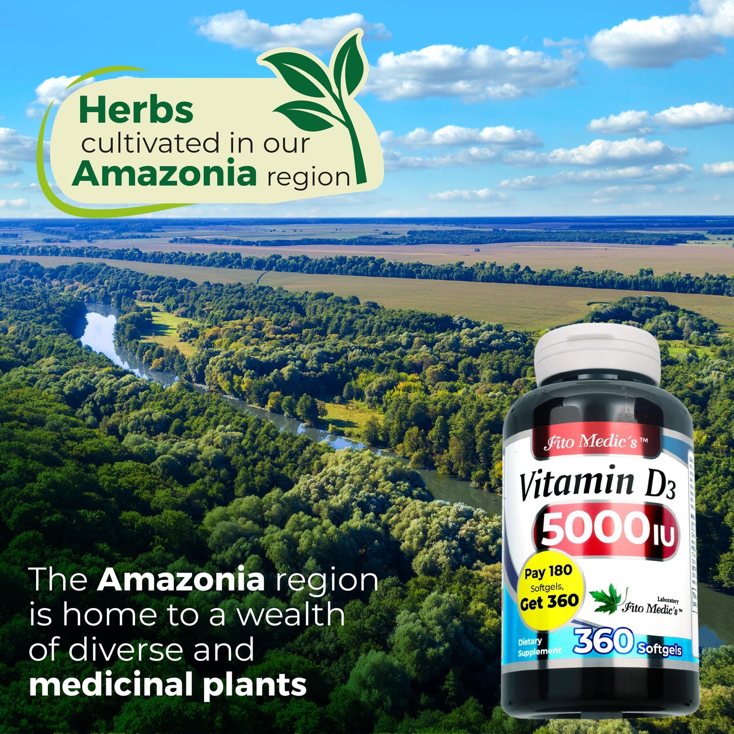 FITO MEDIC'S Vitamin D3 5000 IU Softgels, 360 Count