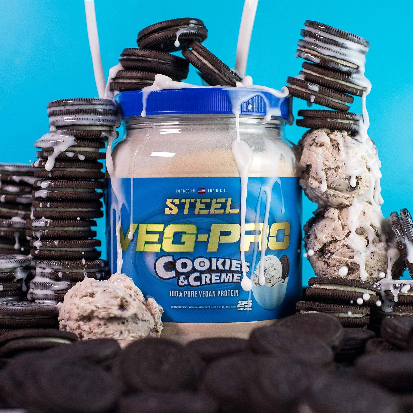 Steel Supplements Veg-PRO Vegan Protein Powder Cookies and Creme, 25 Servings